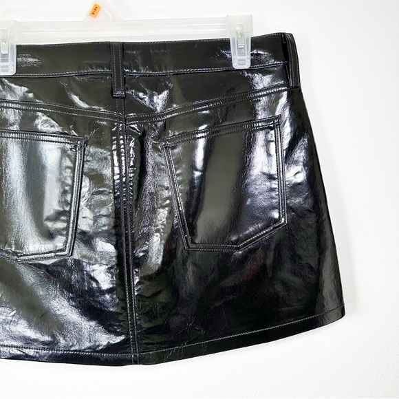 Agolde Recycled Leather Liv Mini Skirt in Black Patent NWT - Picture 4 of 7
